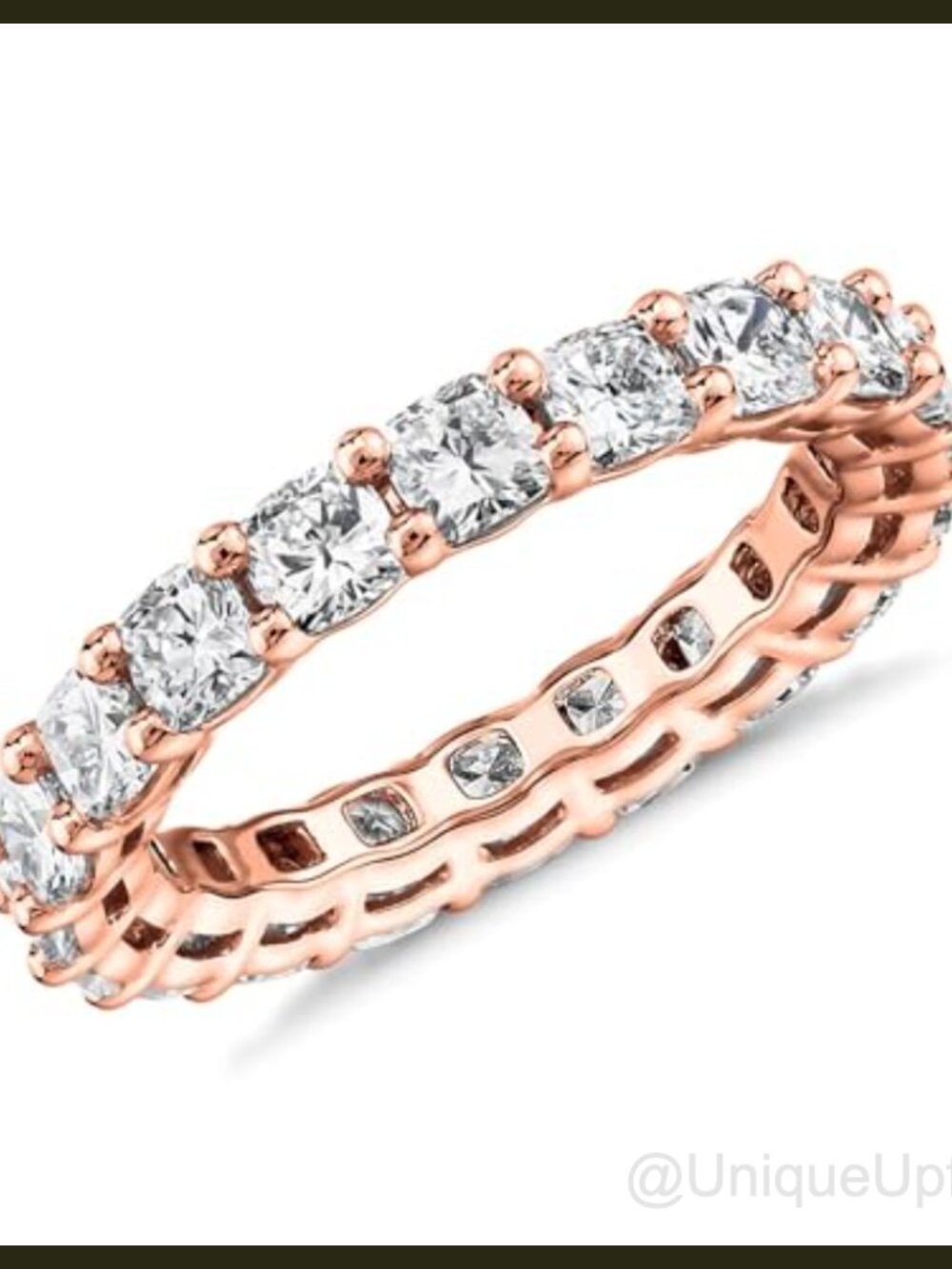 14K Rose Gold Plated Eternity Ring Square Cut CZ Stackable Wedding Band